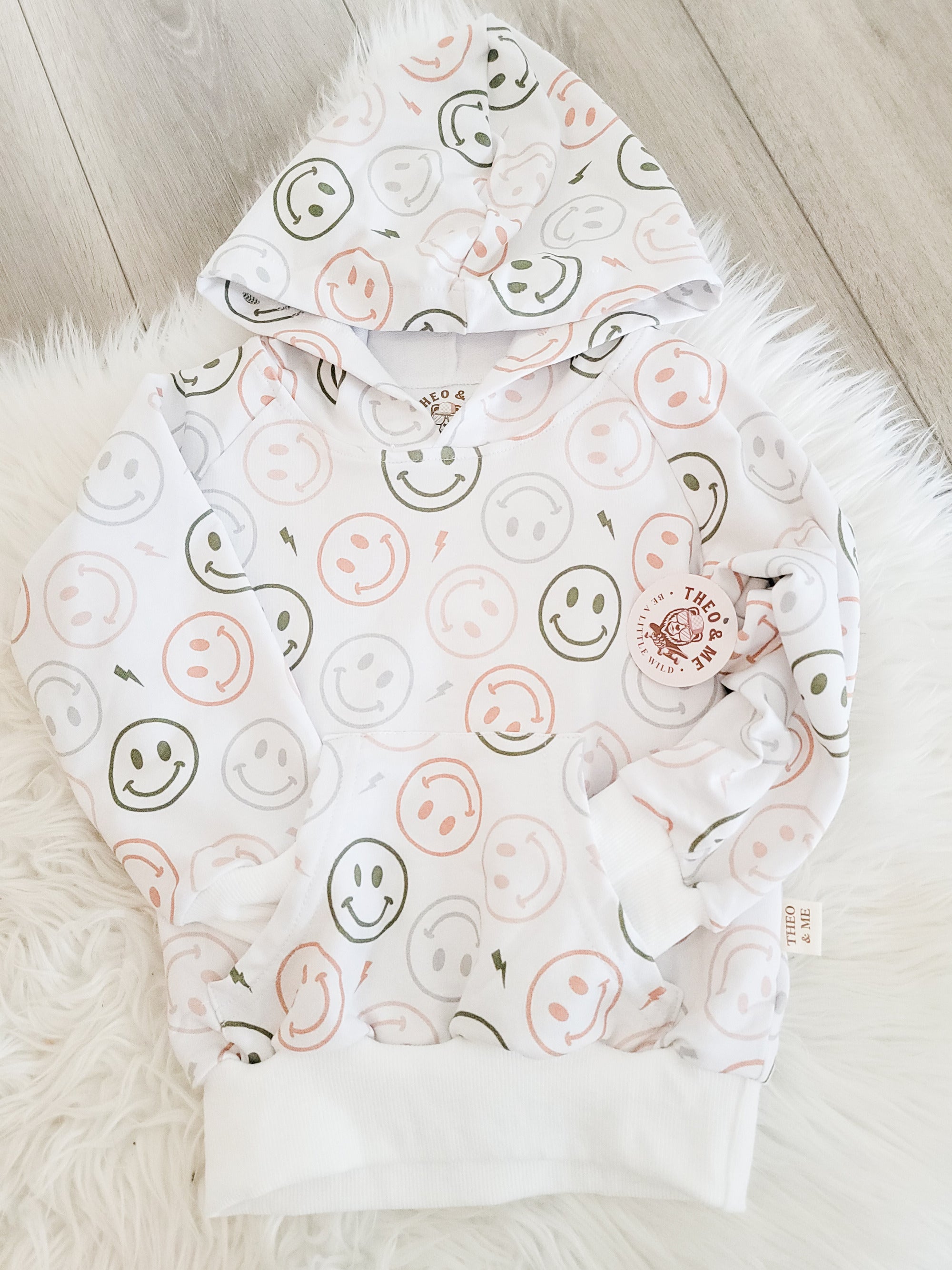 Unisex Toddler Kids 2 Piece Jogger Set - Ivory Happy Faces