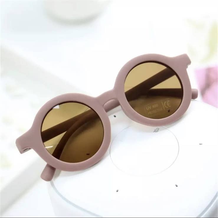 1PC = $7.50 EA - Baby Toddler Flexible Dusty Rose Round Sunglasses