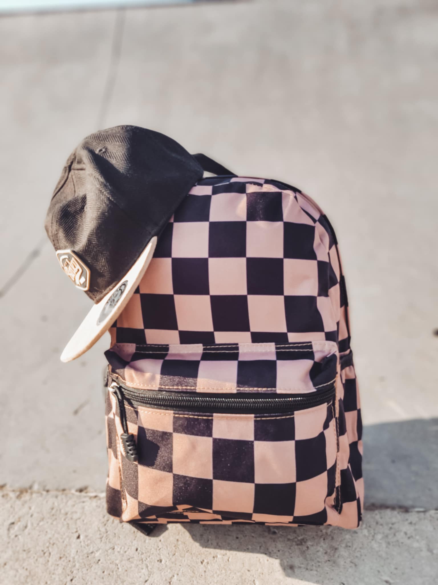 Kids Back To School Backpacks - Black & Brown Check