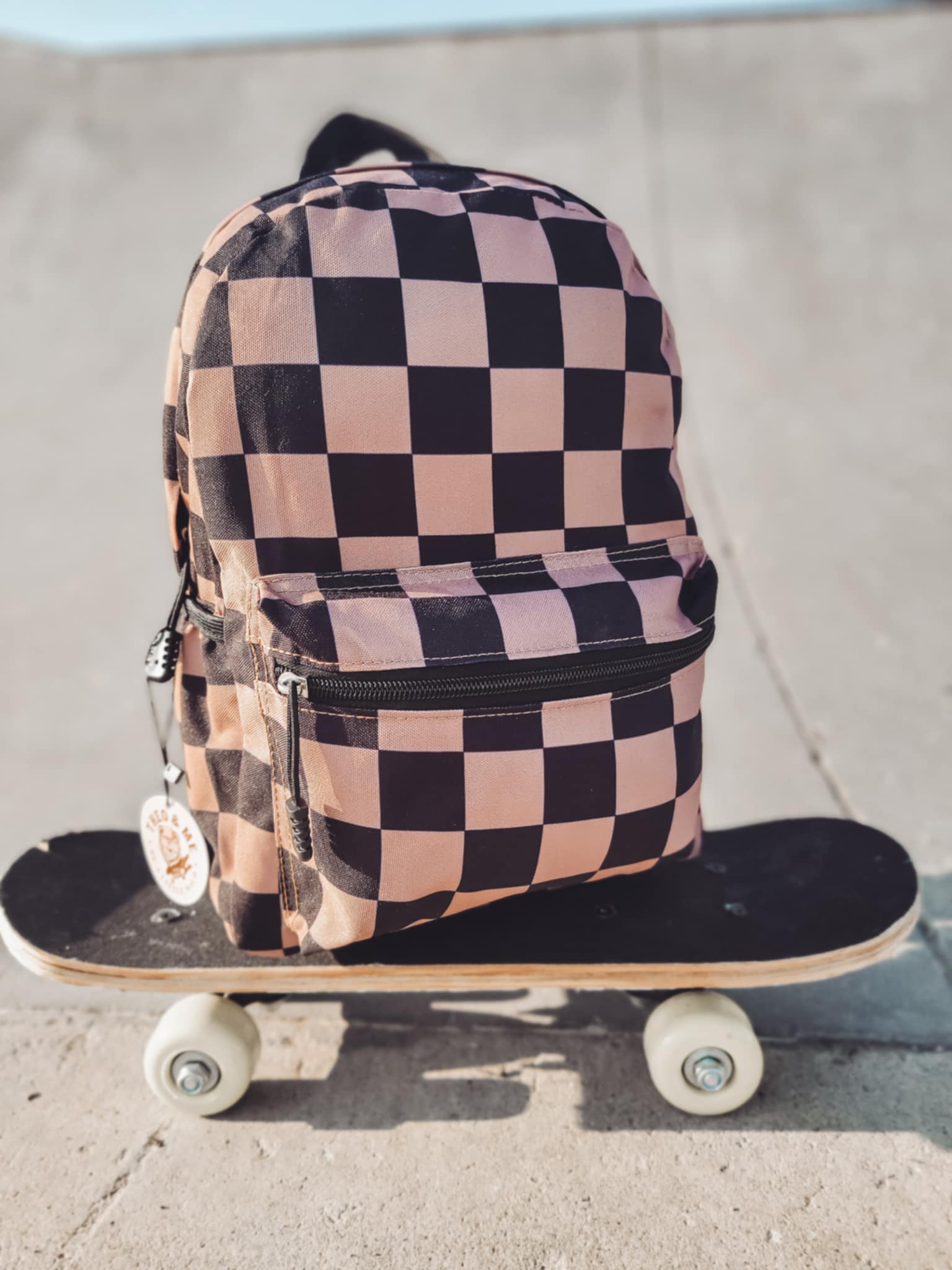 Kids Back To School Backpacks - Black & Brown Check