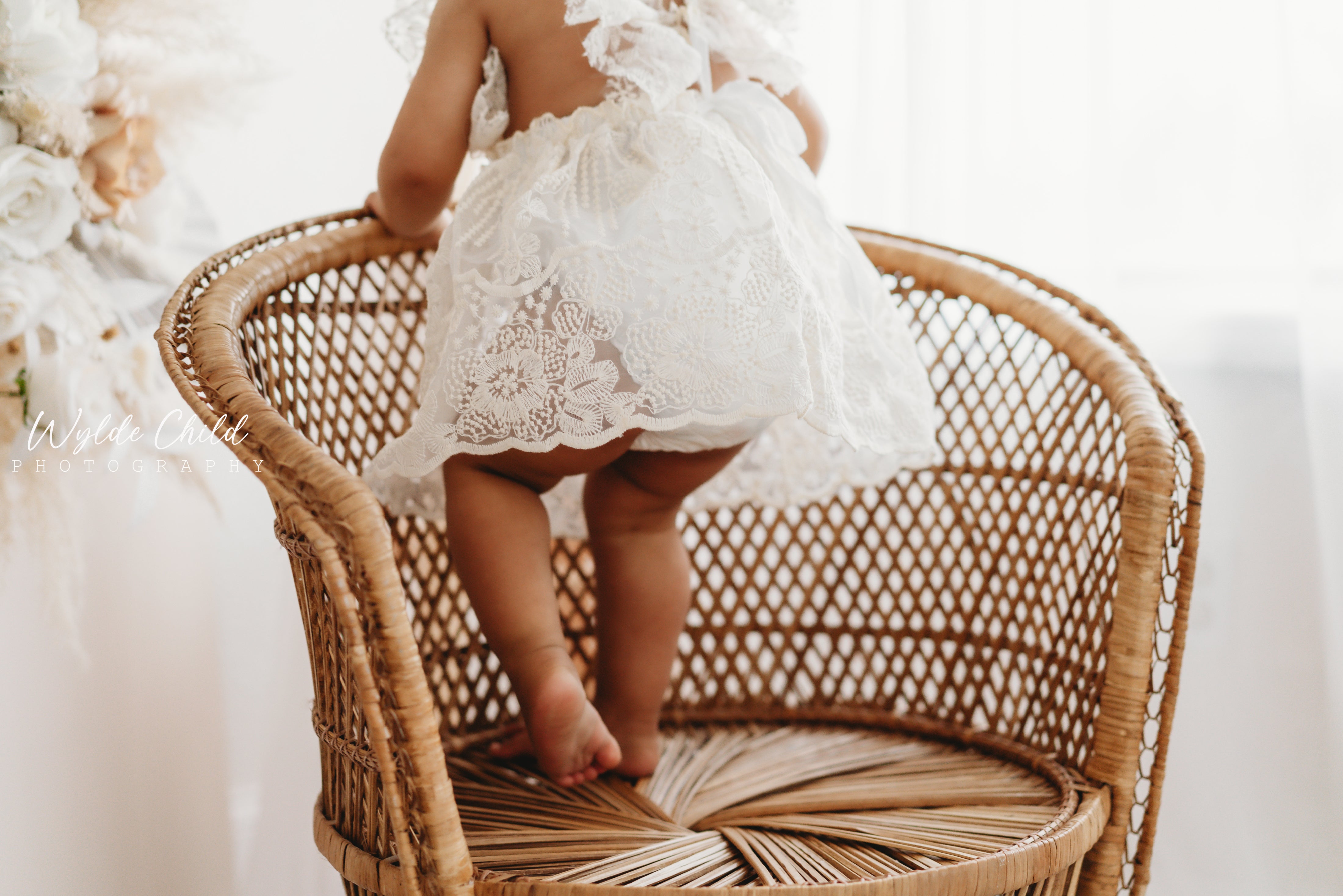 Vintage Ivory Lace Floral Embroidery Ruffle Skirted Romper