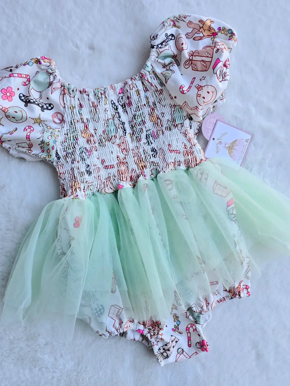 Baby Tutu Twinning Character Dresses - Pastel Skateboard Grinch