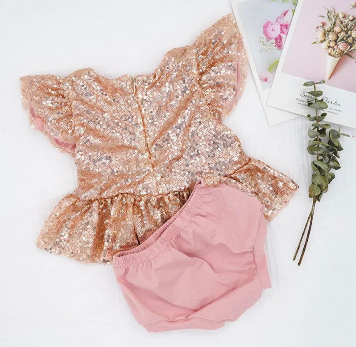 Store PINK Rose Gold Sequin Set