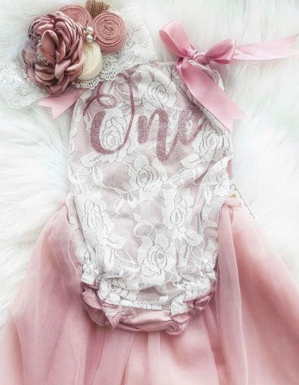 Kryssi Kouture Exclusive Vintage Rose & Lace Tutu Romper