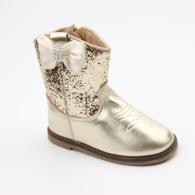 Girls gold glitter clearance boots