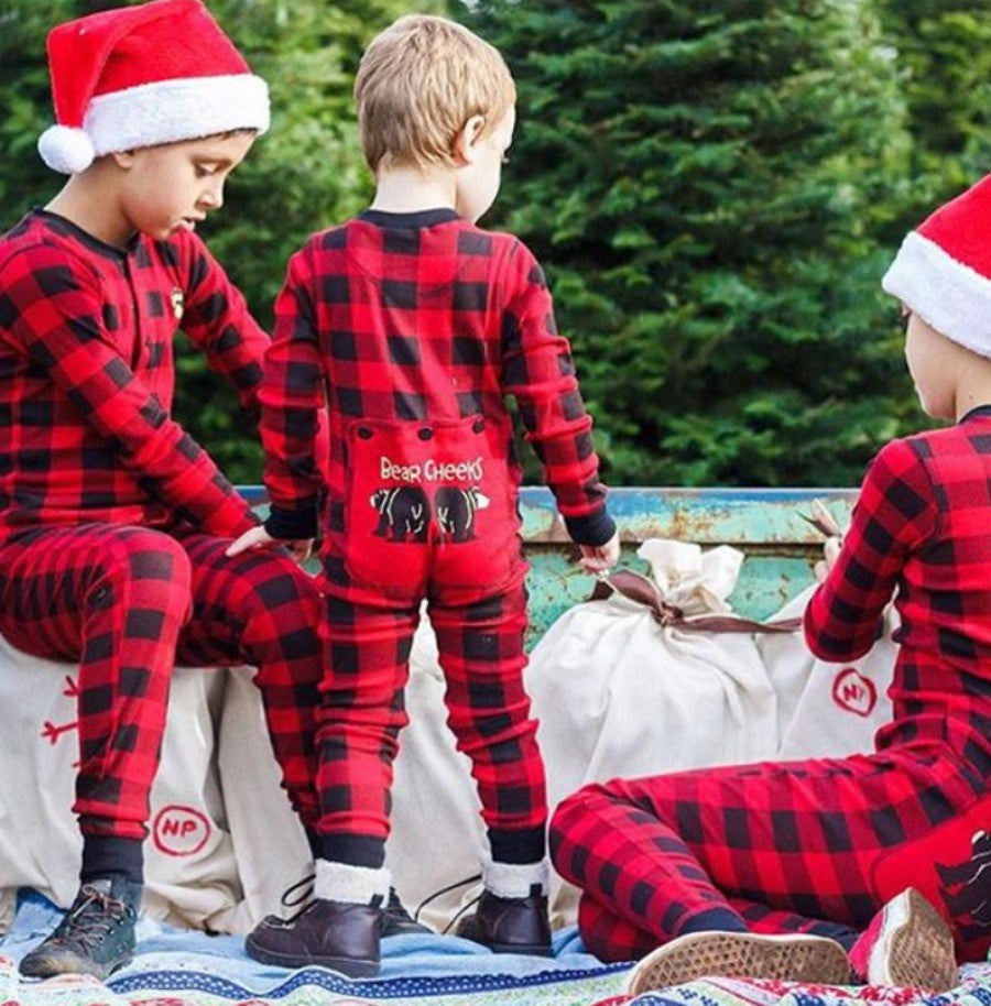 Christmas Matching Pajamas for Toddler- Kids Buffalo Plaid BEAR CHEEKS